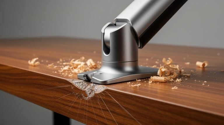 monitor arms desk damage